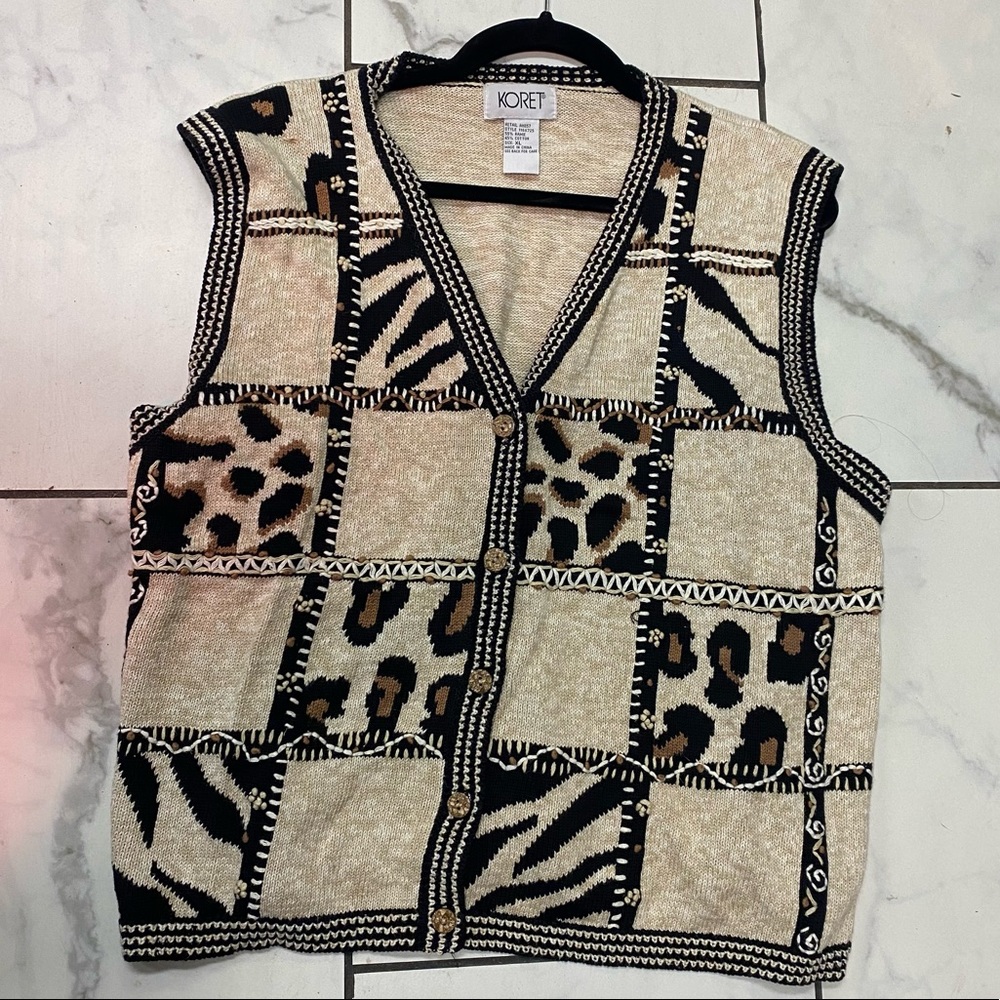 Vintage Koret cheetah print block pattern Vest